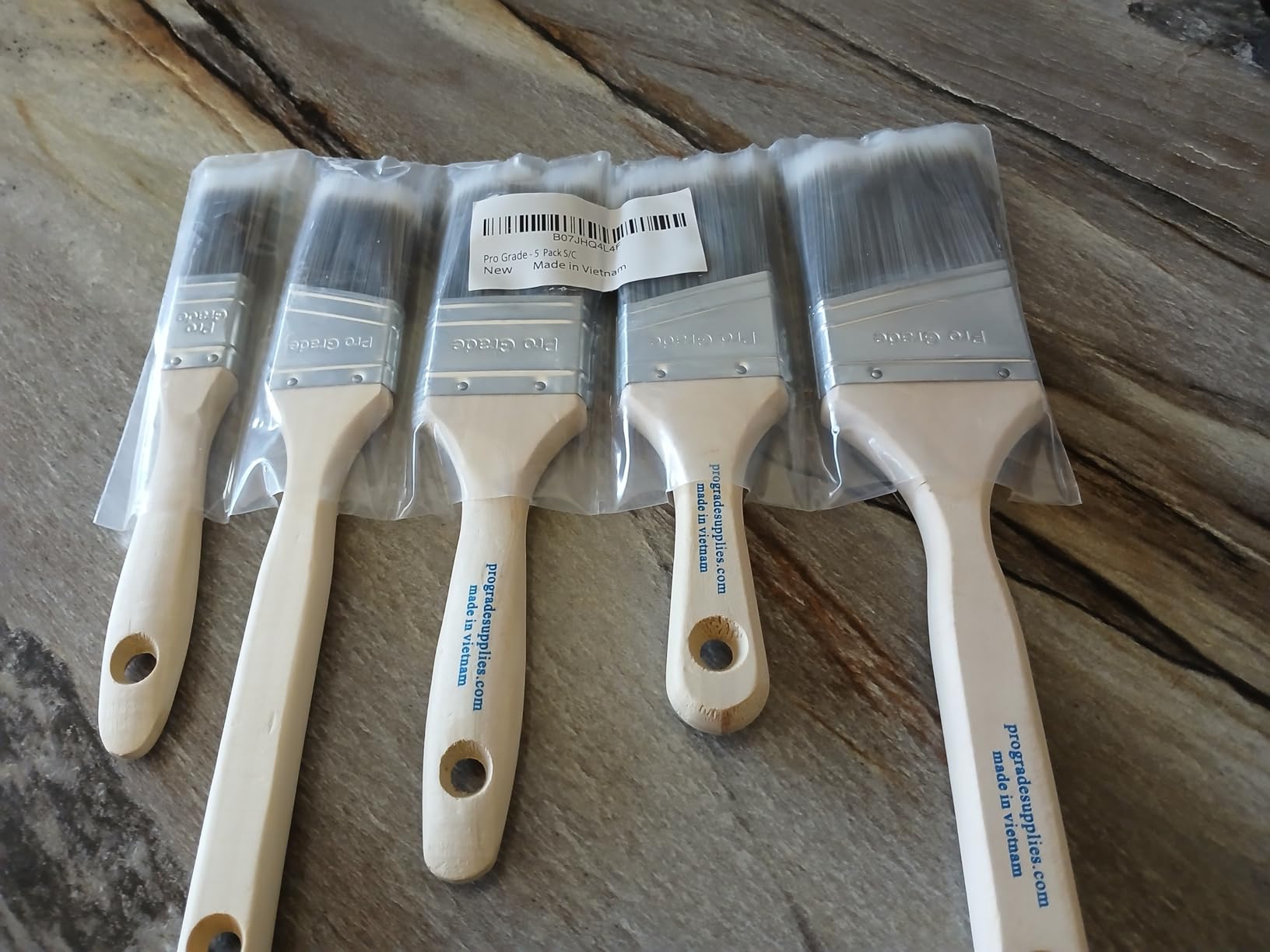 Pro Grade Paint Brushes, 5-Piece Paint Brush Set, Flat & Angle Brushes for Walls, Trim, Cabinets, Interior & Exterior Latex and Oil Paints, Stains customer photo 2