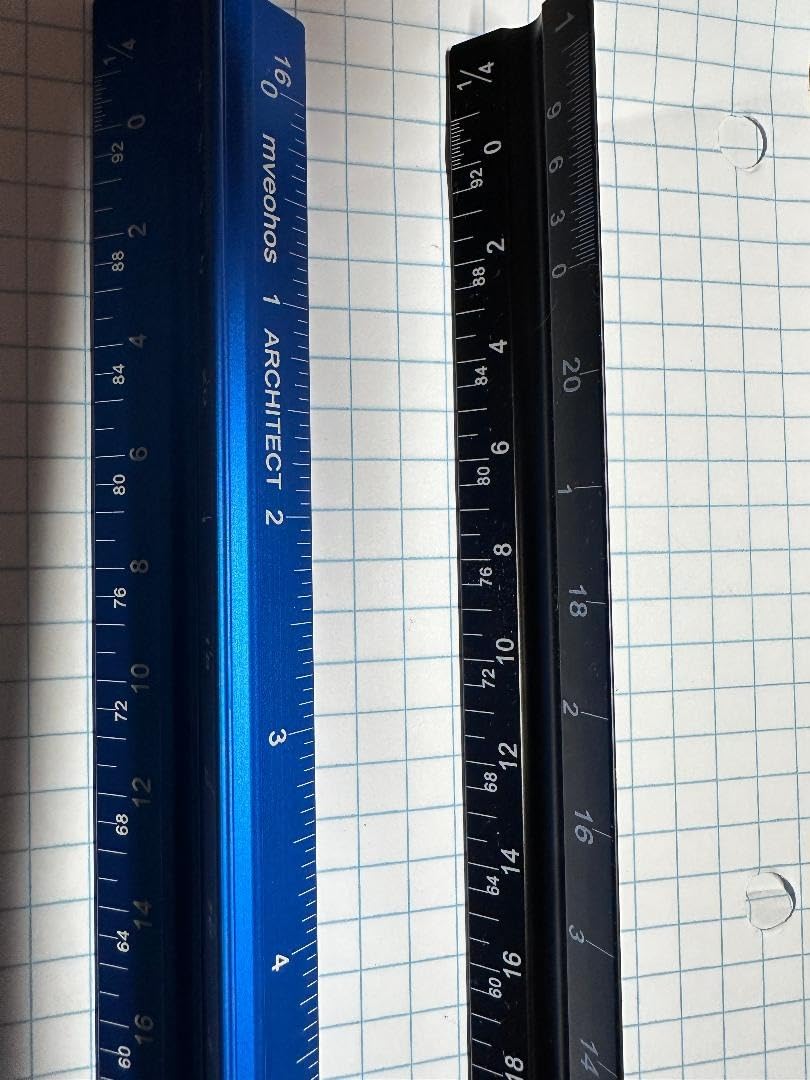 Architectural Scale Ruler, Imperial Measurements 12'', Laser-Etched Aluminum Architect Triangular Ruler Black for Architects, Students, Draftsman, and Engineers by mveohos customer photo 1