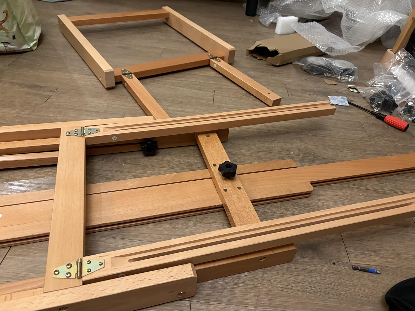 MEEDEN Versatile Studio H-Frame Easel - All Media Adjustable Beech Wood Studio Easel, Painting Floor Easel Stand, Movable and Tilting Flat Available, Holds Canvas Art up to 77