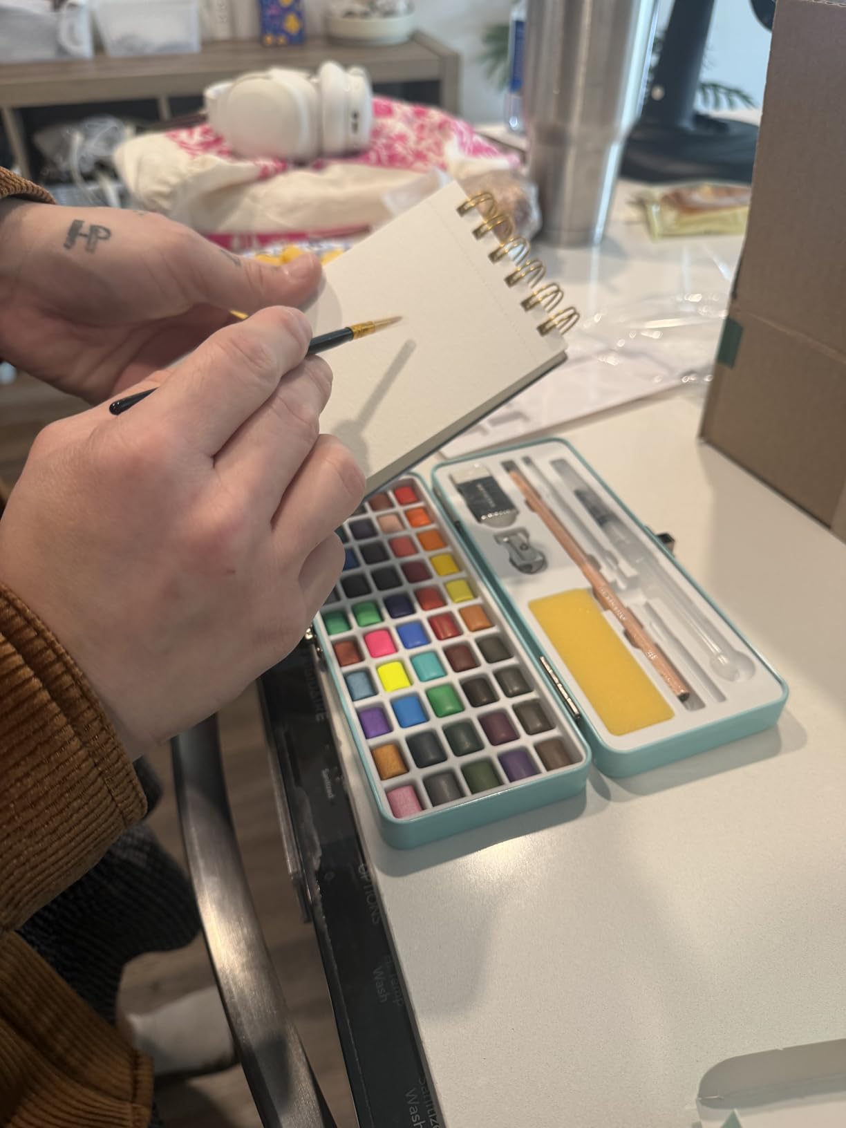 ARTISTRO 50 Color Watercolor Paint Set - Portable Paint Art Kit with Palette and Brush Pens - Travel Water Color Set for Adults, Professionals, Kids - Art and Painting Supplies - Gift Idea customer photo 2