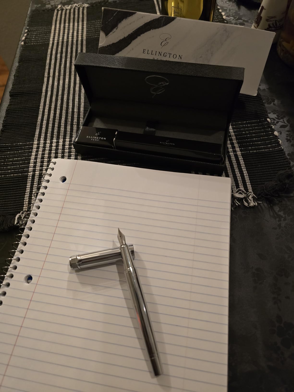 Ellington Pens Luxury Fountain Pen Set - Smooth Medium Nib - Includes 3 Ink Cartridges, Refillable Ink Converter, Gift Box (The Stealth) customer photo 2