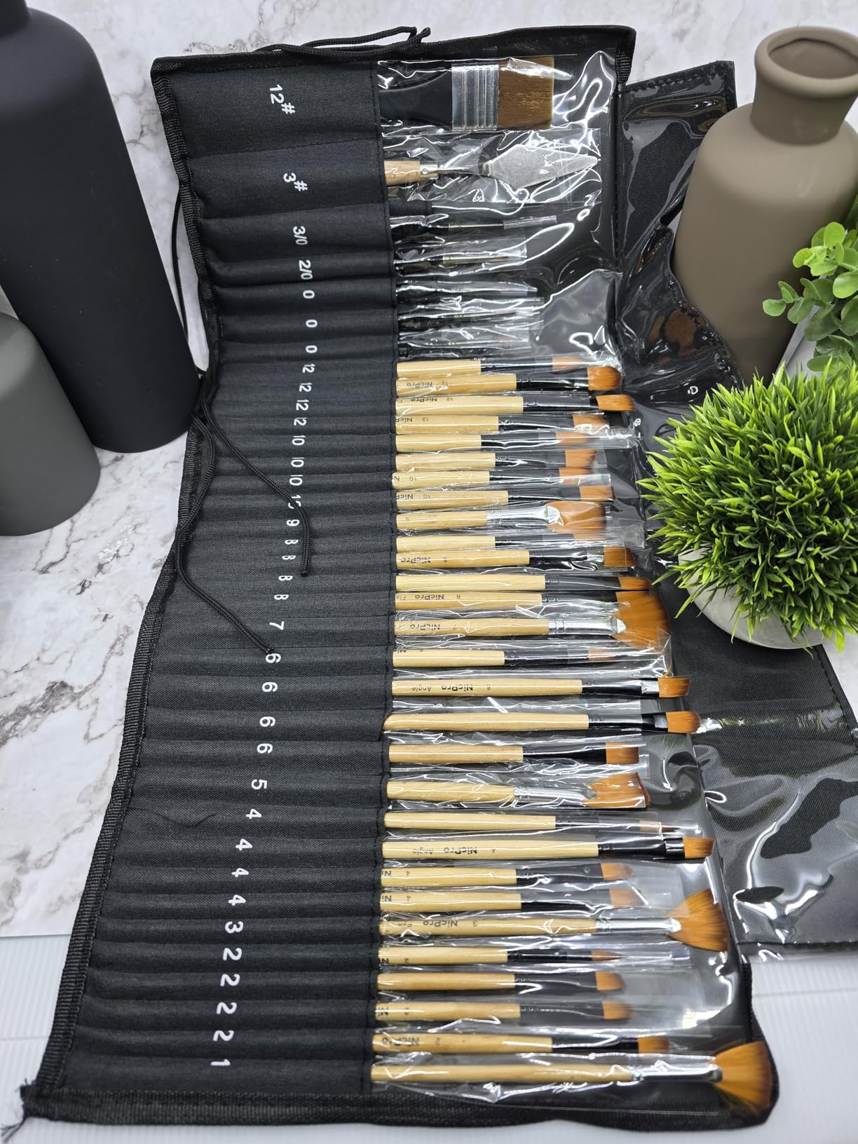 Nicpro 36pcs Paint Brush Set, Professional Paintbrushes with Palette Knife and Cloth Roll, Suitable for Artists and Beginners for Acrylic Painting, Oil, Watercolor, Gouache customer photo 2