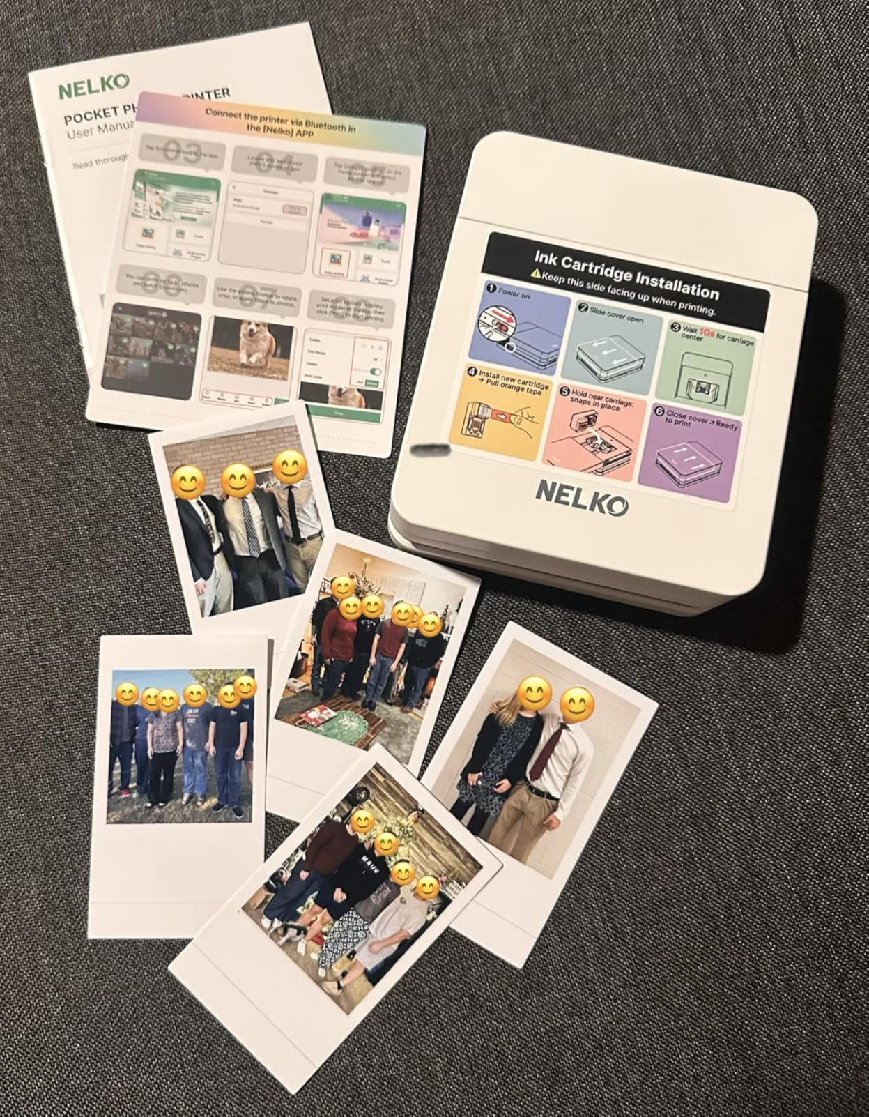 Nelko Photo Printer, PP01 Color Mini Portable Printer, Instant Smartphone Inkjet Printer, Sticky-Back Rechargeable Portable Picture Printer for iOS & Android, White customer photo 2