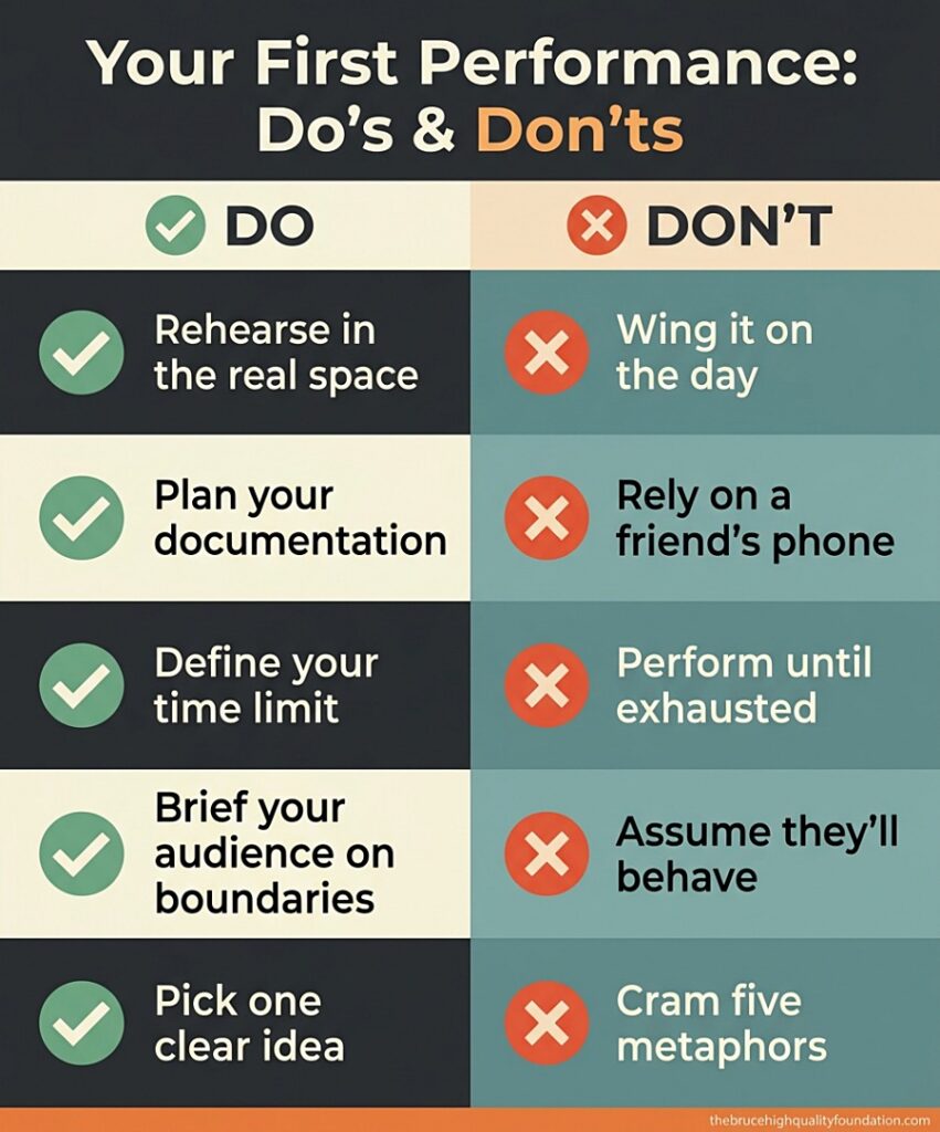 Do's and Don'ts Checklist for Your First Performance