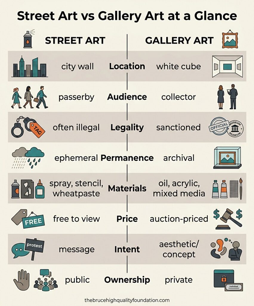 Street Art vs Gallery Art at a Glance