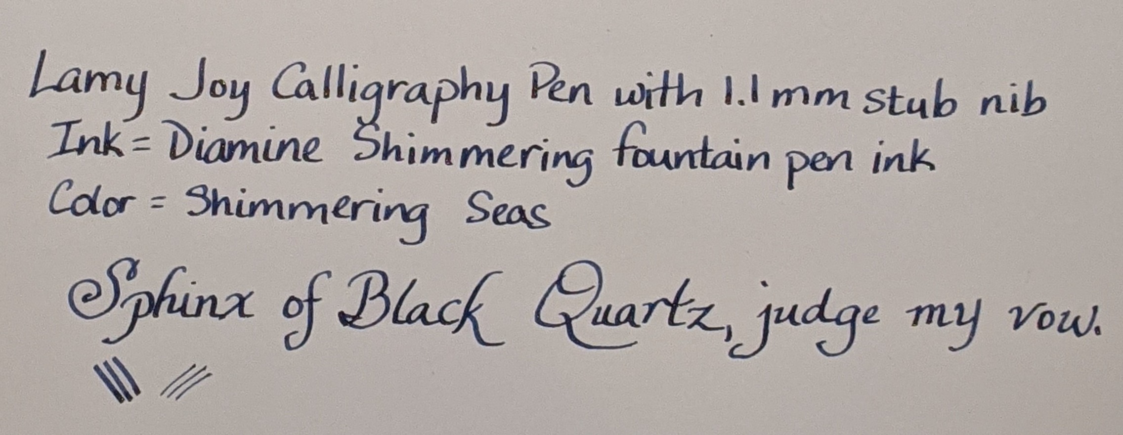 Lamy Joy Black Calligraphy Fountain Pen with Ergonomic Grip & Polished Steel Nib - 1.1mm Ribbon Nib - Including Ink Cartridge T 10 Blue customer photo 1