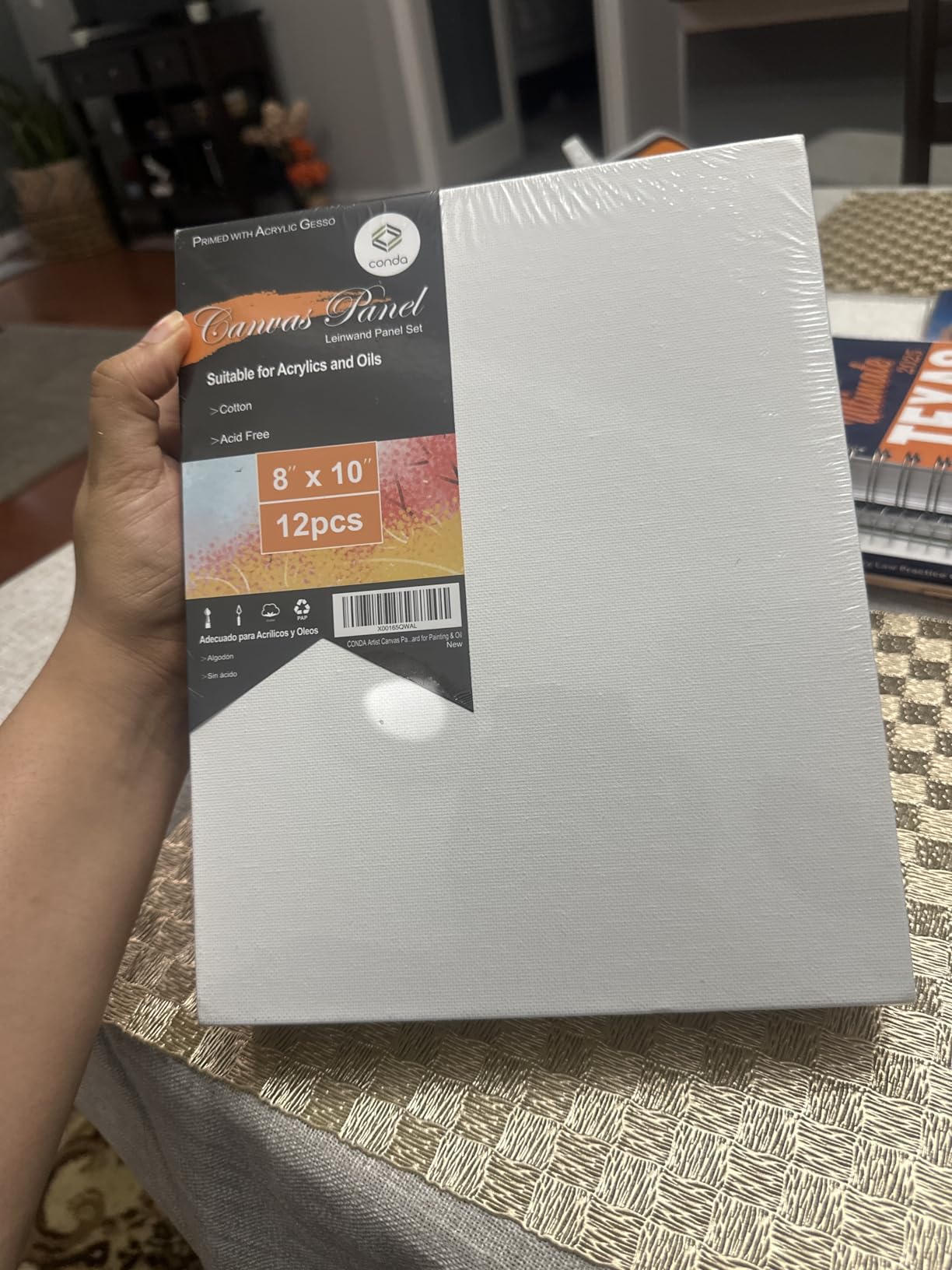 CONDA Canvas Boards for Painting, 100% Cotton Canvas Panels, White Blank Canvases, Primed, Acid-Free, Artist Quality for Acrylic, Pouring Watercolor & Oil Painting 8 x 10 inch, 12 Pack customer photo 1