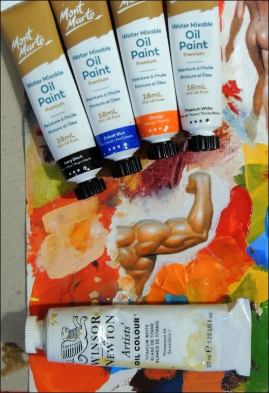 Mont Marte Oil Paint Set Water Mixable, 8 x 18ml Tubes (Basic Colors) customer photo 1