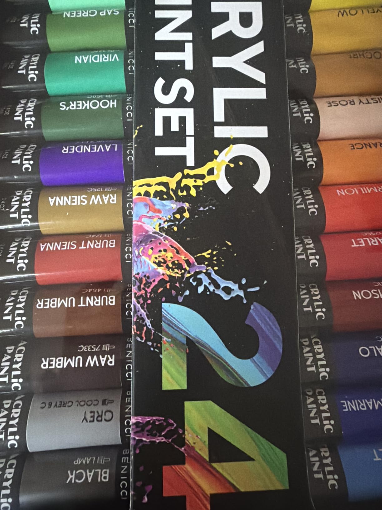 Complete Acrylic Paint Set - 24 Rich Pigment Colors - 12 Art Brushes with Bonus Paint Art Knife & Sponge - for Painting Canvas, Clay, Ceramic & Crafts, Non-Toxic & Quick Dry - for Kids & Adults customer photo 2