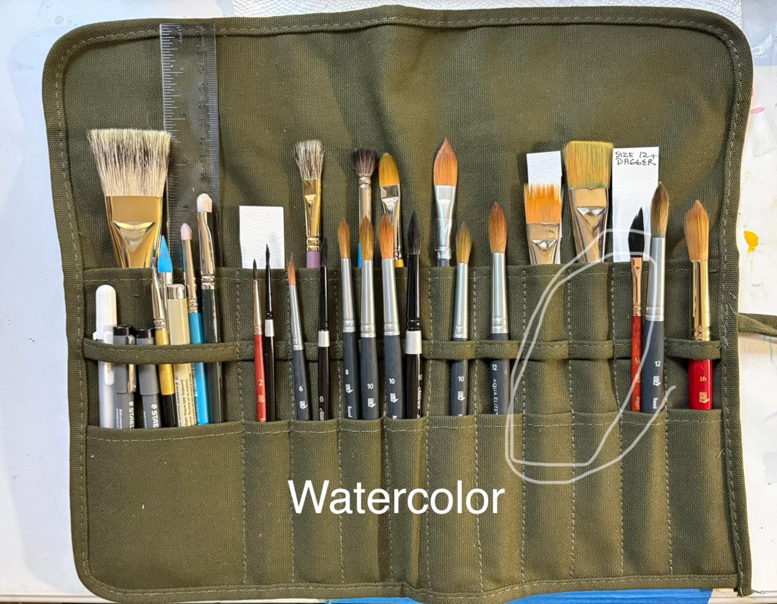 Paint Brush Holder, 22 Slots Storage for Acrylic Oil Watercolor Gouache Artist Roll Canvas Pouch, Silver White Holds 100 Brushes customer photo 2