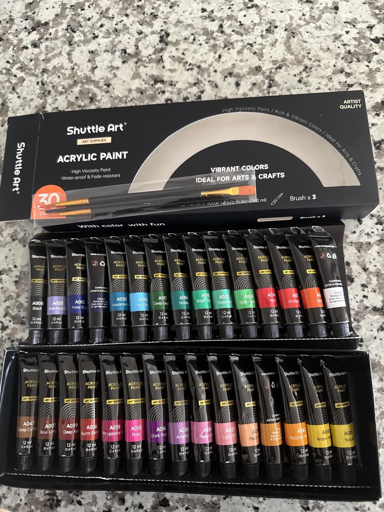 Shuttle Art Acrylic Paint Set, 16 x12ml Tubes Artist Quality Non Toxic Rich Pigments Colors Great for Kids Adults Professional Painting on Canvas Wood Clay Fabric Ceramic Crafts customer photo 1