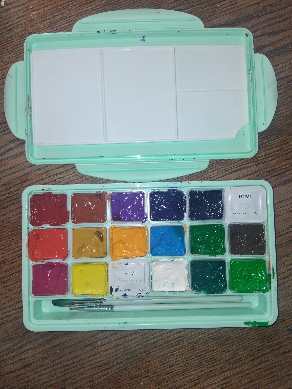HIMI Gouache Paints Set, 18 Colors, 30g, jelly gouache paint set, Non Toxic Paint for Canvas and Paper, Art Supplies for Professionals, and More (Green Case) customer photo 1