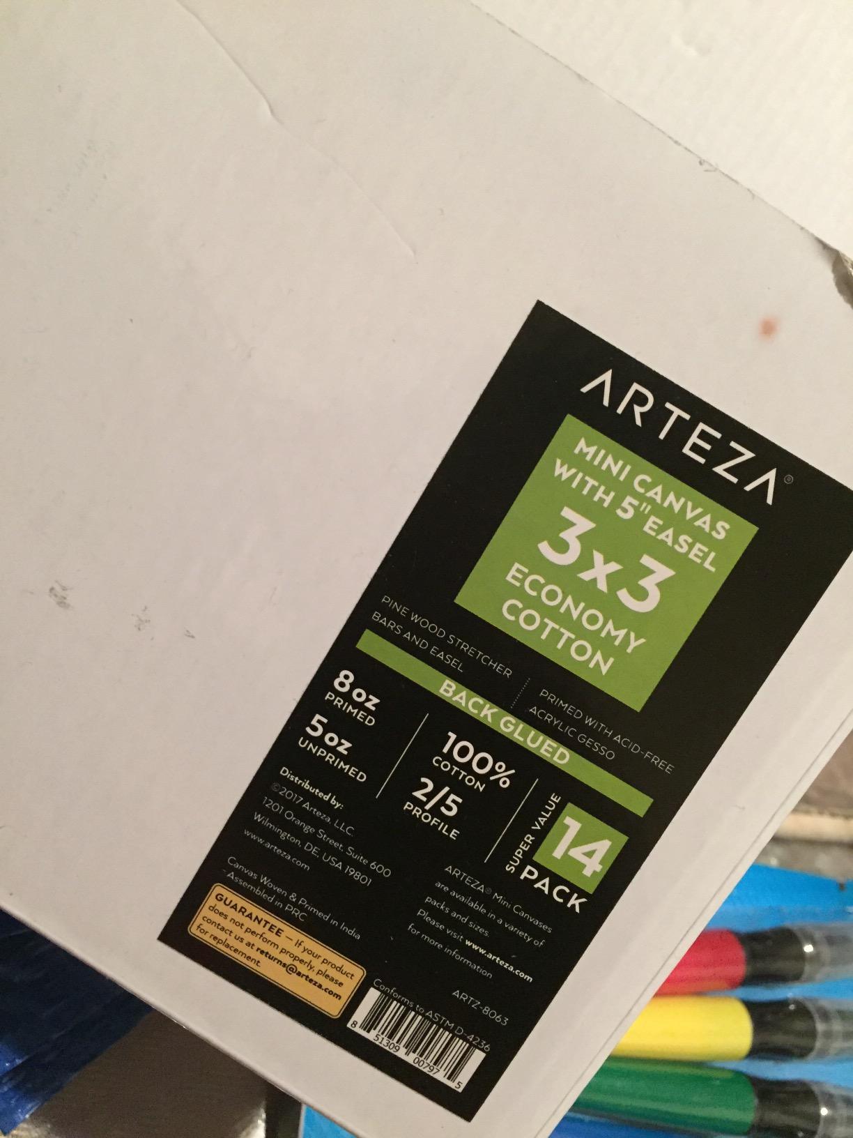 ARTEZA Stretched Canvas Multipack of 10 - 4x4, 5x7, 8x10, 9x12, 11x14 Inch Blank White Canvases for Acrylic, Oil, Gouache - Cotton, Pre-Primed customer photo 1