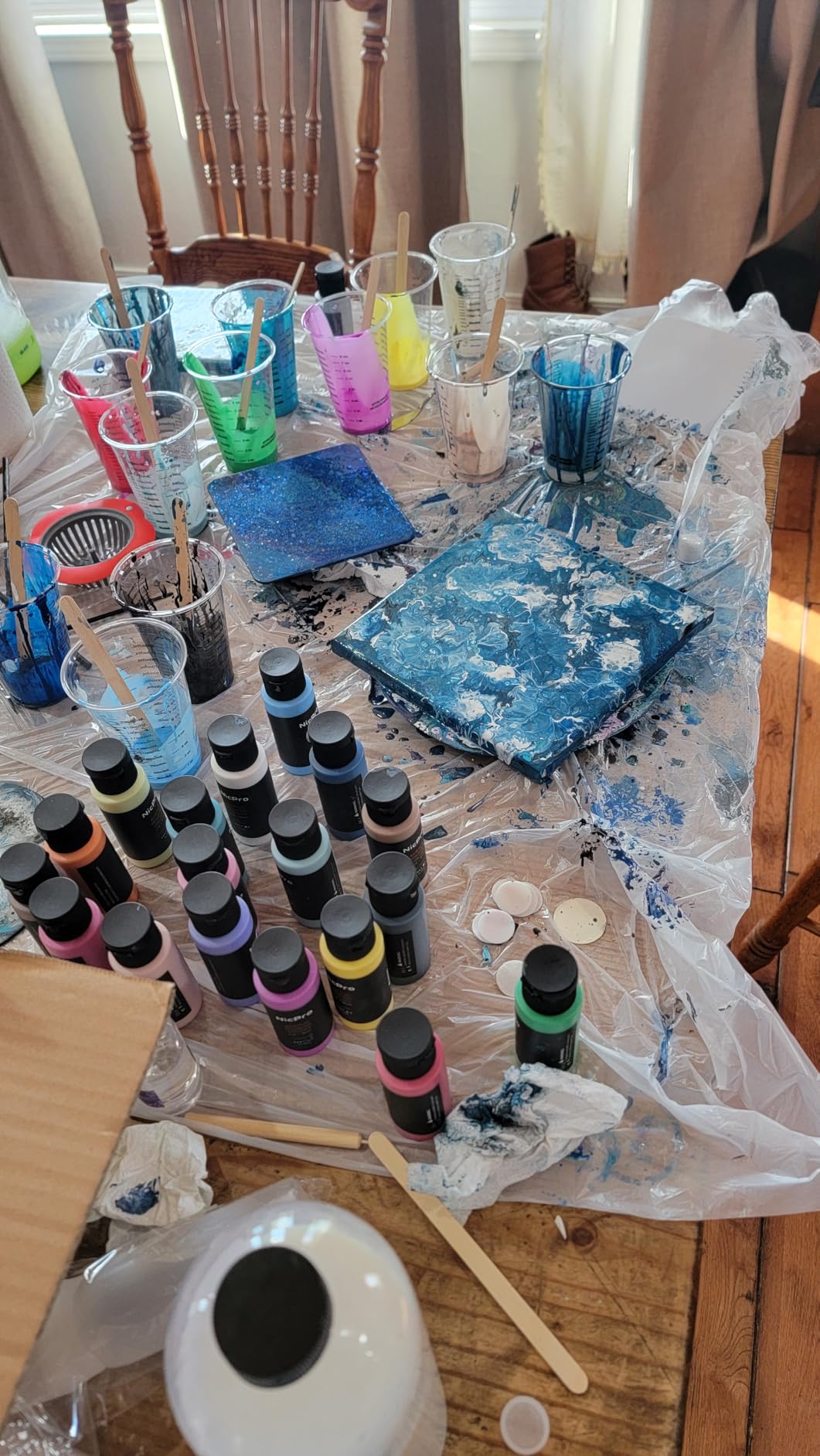 Nicpro Acrylic Pouring Kit, Artist Starter Supplies Including 19 Colors Acrylic Paints,Pouring Medium, Silicone Oil, Canvases, Gloves, Strainers, Mixing Stick, Instructions for Flow DIY Painting customer photo 2