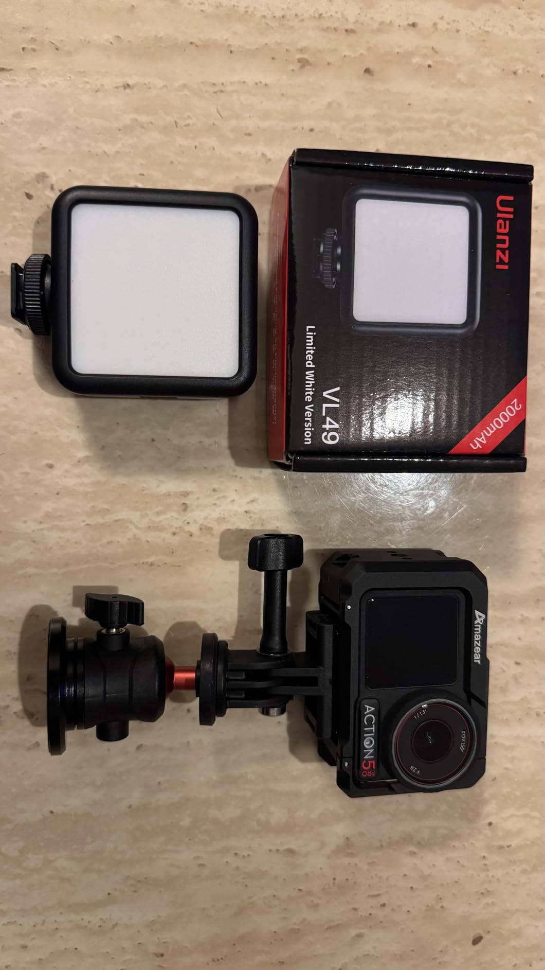 ULANZI VL49 2000mAh LED Video Light w 3 Cold Shoe, Rechargeable Soft Light Panel, Portable Photography Lighting for DJI OSMO Sony DSLR Canon Camera GoPro Vlogging customer photo 2