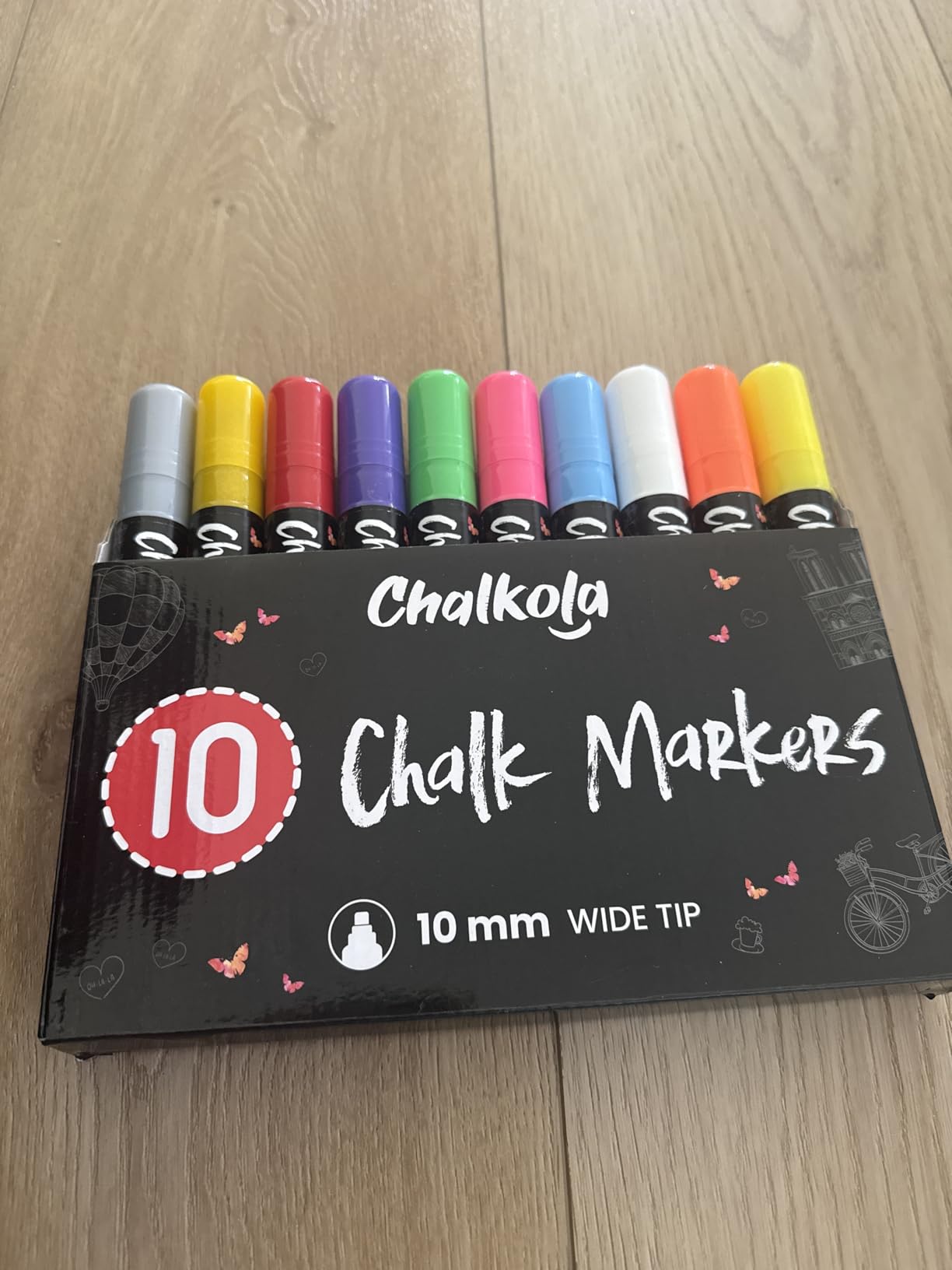 Chalkola Liquid Chalk Markers Erasable (10 Pack) w/Gold & Silver - Washable Paint Chalk Pens for Chalkboard Signs, Blackboard, Car Window, Bistro, Glass, Board - Neon Wet Wipe 6mm Reversible Bold Tip customer photo 2
