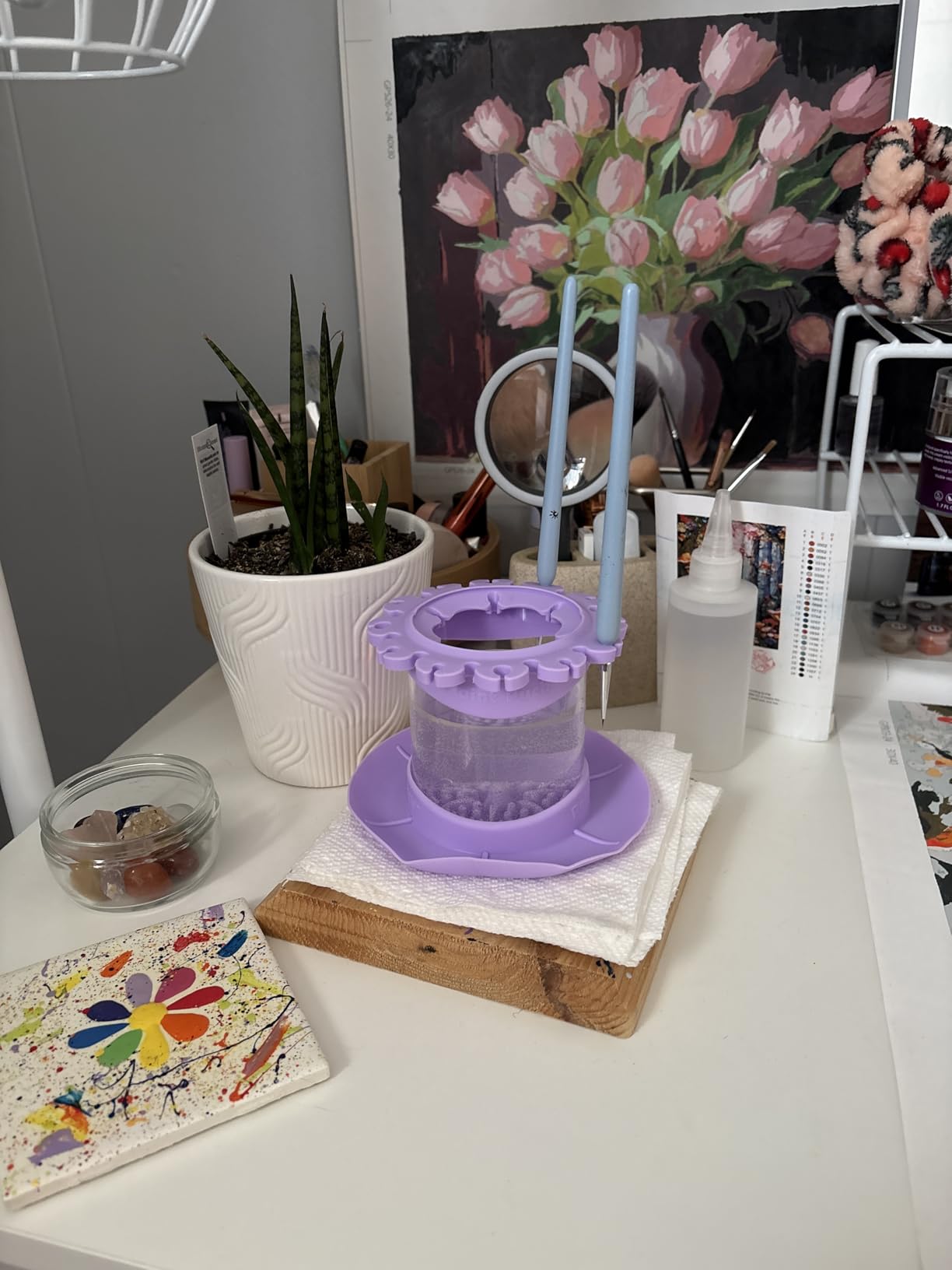 Paint Puck Ultimate Rinse Cup Paint Brush Cleaner (Blue, Mug) - Non-Spill Paint Water Cup & Brush Cleaner with Brush Holder, Squeegee Lips & Drip Tray for Acrylic, Watercolor & Art Supplies customer photo 1