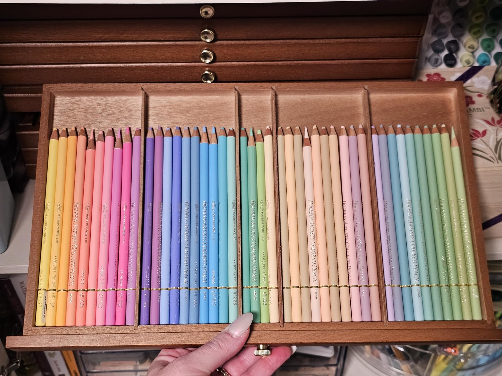 MEEDEN 10-Drawer Artist Supply Storage Box - Large Capacity Multi-Function Beech-Wood Pencil Box with Drawer and Compartments for Organizing Pastels, Pencils, Pens, Markers, Brushes and Stamp customer photo 1