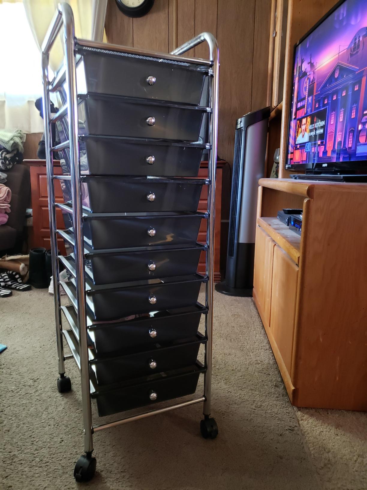 Seville Classics Rolling Utility Organizer Storage Cart, for Home Office, School, Classroom, Scrapbook, Hobby, Craft, 15 Drawer, Black customer photo 2