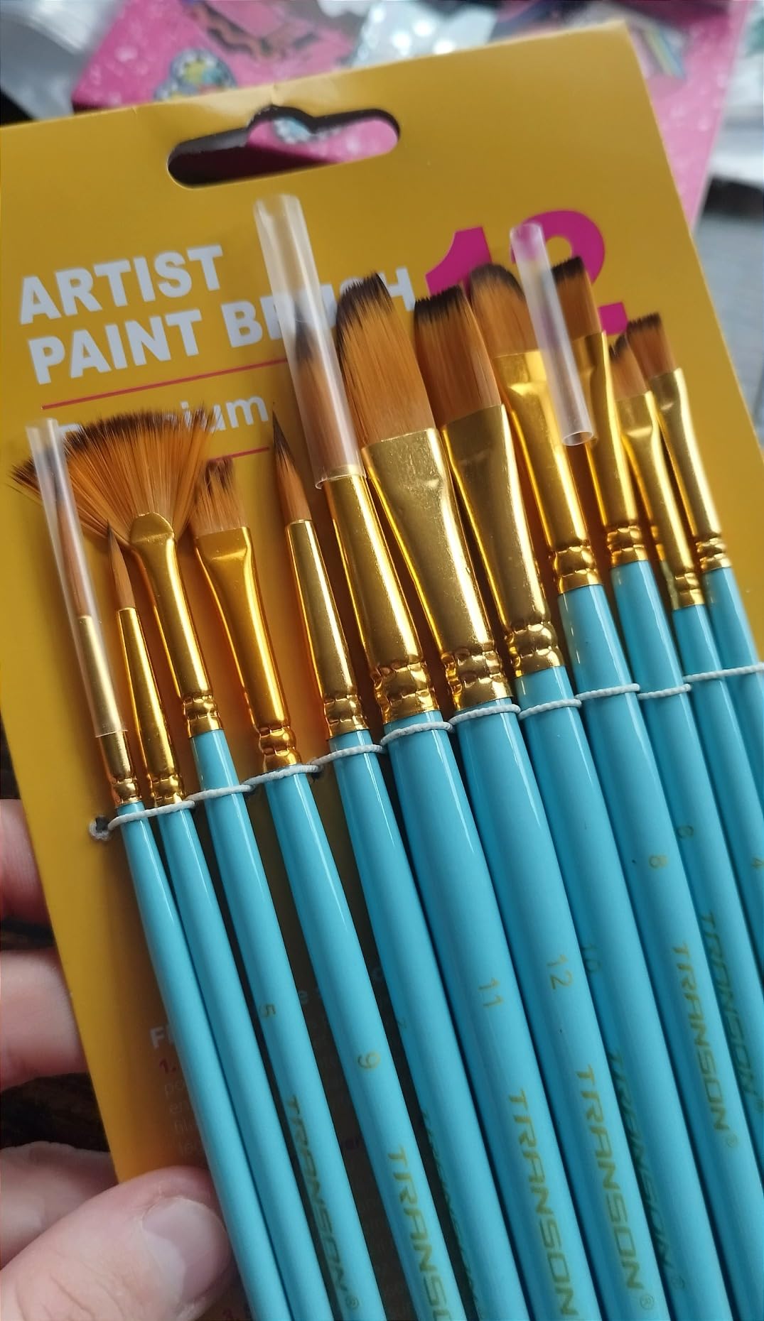 Transon Art Painting Brush Assorted Set of 12 for Acrylic Watercolor Gouache Hobby Painting customer photo 2