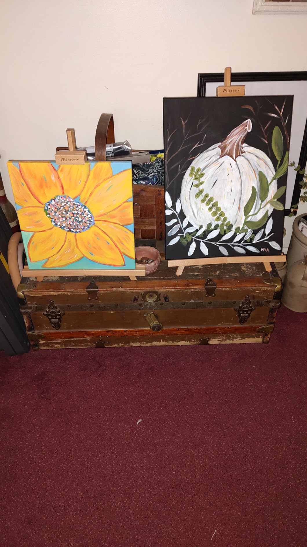 Miratuso Painting Easel, Folding Wooden Tabletop Easel Stand Holds Highest to 22