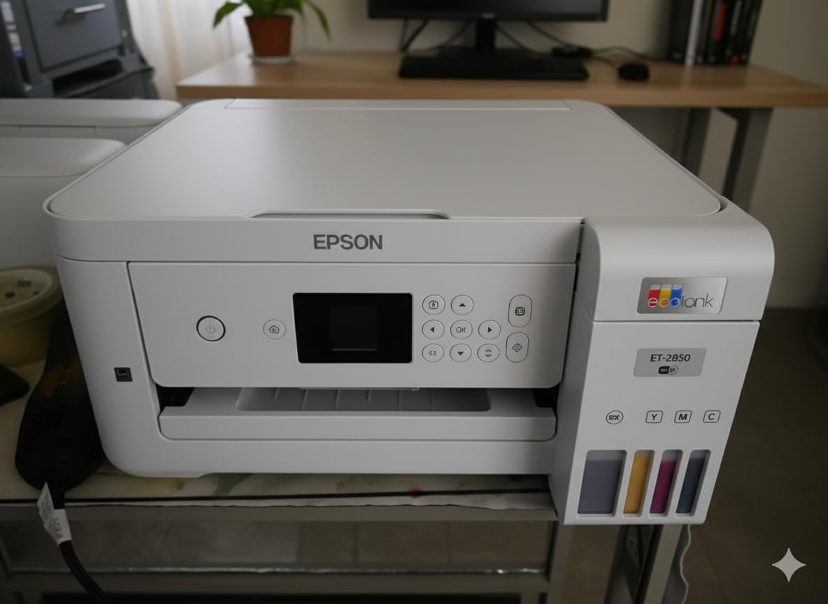 Epson EcoTank ET-2850 Wireless Color All-in-One Cartridge-Free Supertank Printer with Scan, Copy and Auto 2-Sided Printing - White, Medium customer photo 1