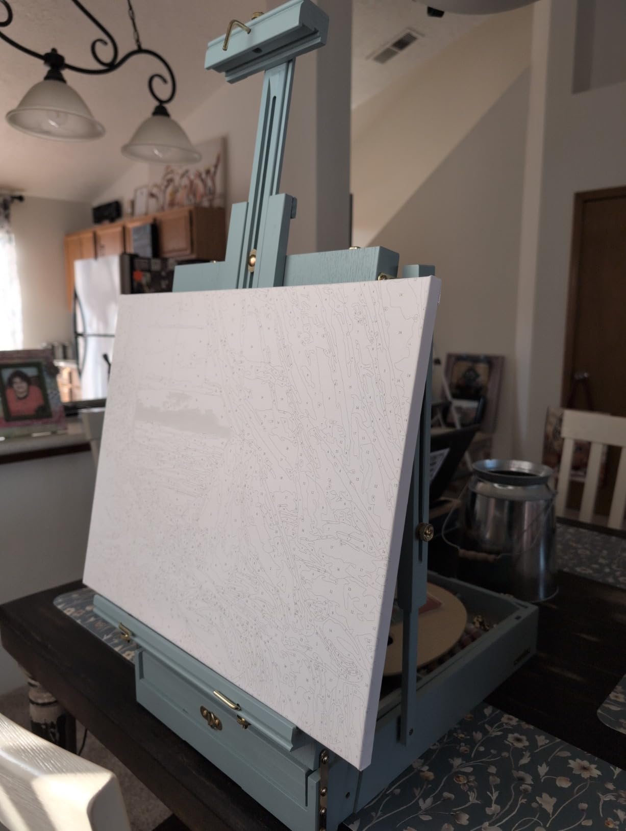 Best Choice Products Art Easel for Painting, Portable Wooden Adjustable Artist Tripod with Sketch Box, 32-Piece Art Set with Acrylic Paints, Brushes, Canvases & Palette - Blue customer photo 1