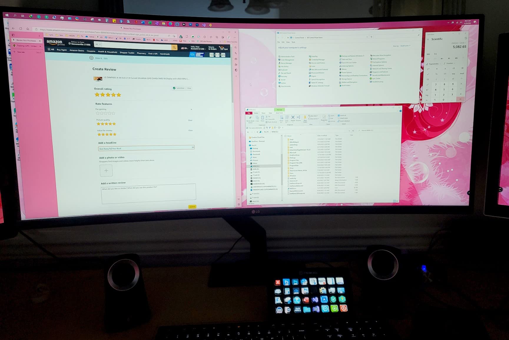 LG 34WP60C-B 34-Inch 21:9 Curved UltraWide QHD (3440x1440) Gaming Computer Monitor with 160Hz sRGB 99% Color Gamut and HDR 10, AMD FreeSync Premium and 3-Side Virtually Borderless Screen customer photo 1