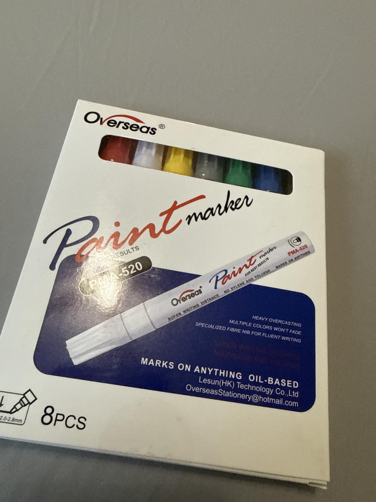 Overseas Paint Marker Pens - 8 Colors Oil Based Permanent Markers, Waterproof, Quick Dry, Medium Tip, Assorted Color Paint Pen for Metal, Wood, Fabric, Plastic, Rock Painting, Canvas, Glass, Art Craft customer photo 1