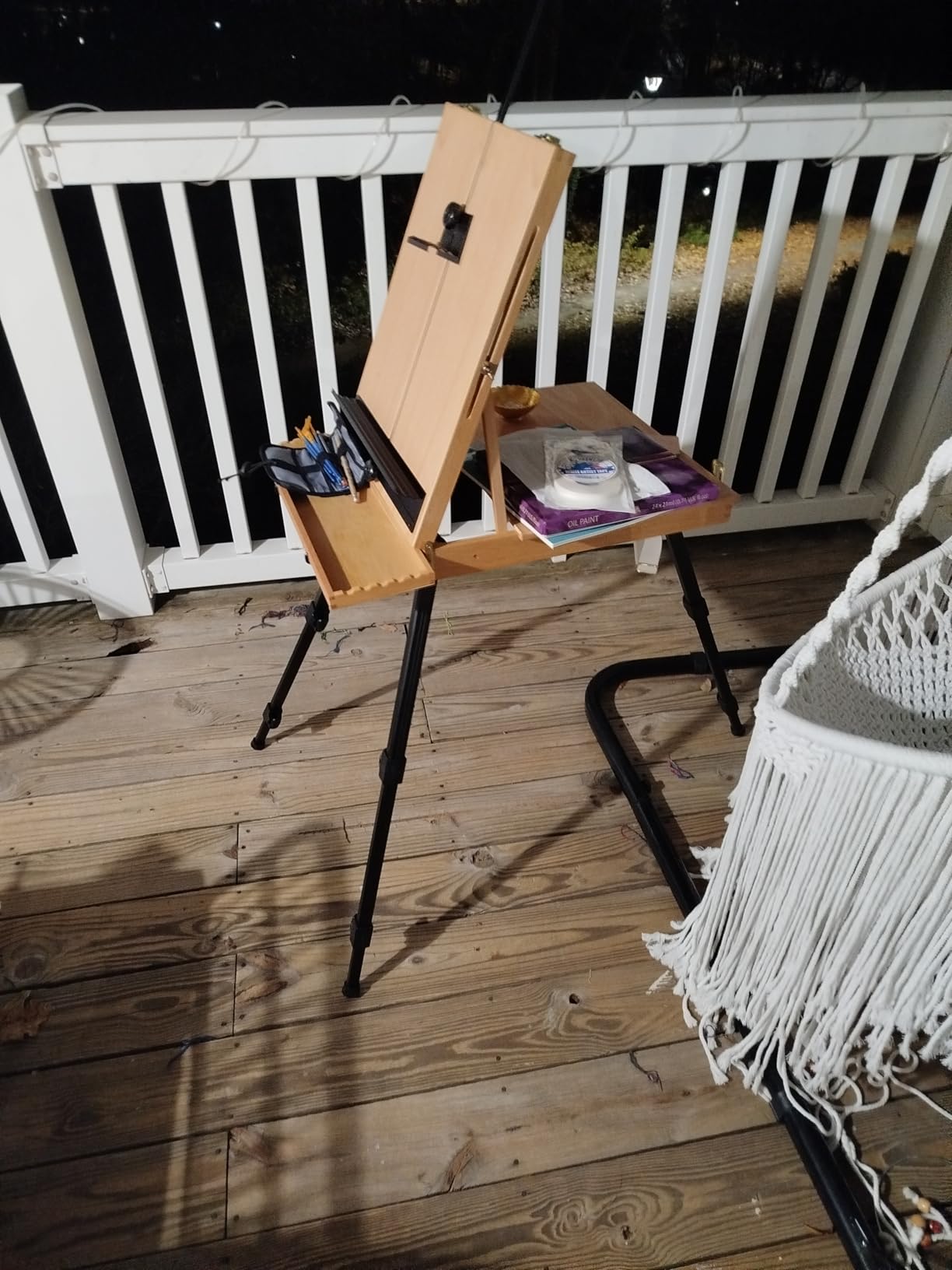 Falling in Art Large French Style Easel - Portable Field and Studio Sketchbox, Plein Air Adjustable Tripod Easel with Detachable Drawer for Display, Painting, Sketching customer photo 2
