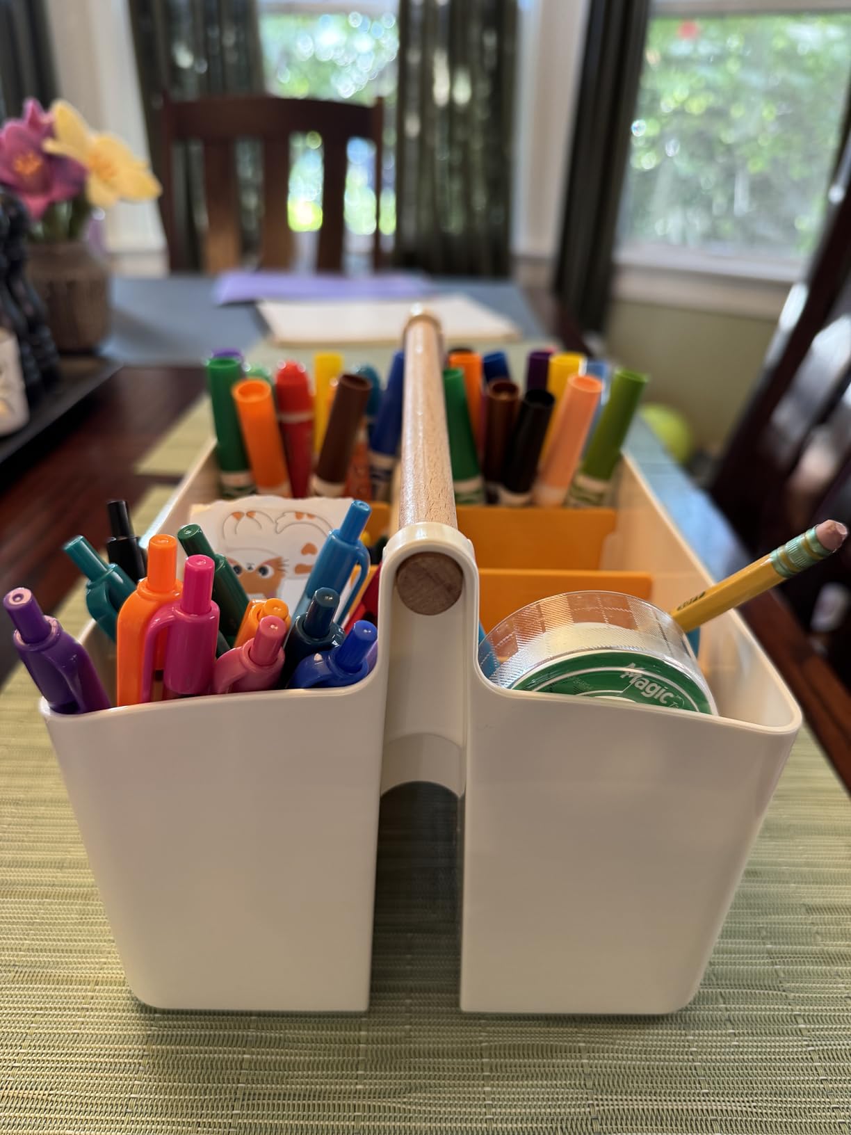 Vidifor Large Plastic Portable Caddy with Handle, Storage Organizer Bin with Adjustable Dividers for Art Supplies, Crafts, Colored Pencils, Makeup Desk customer photo 2
