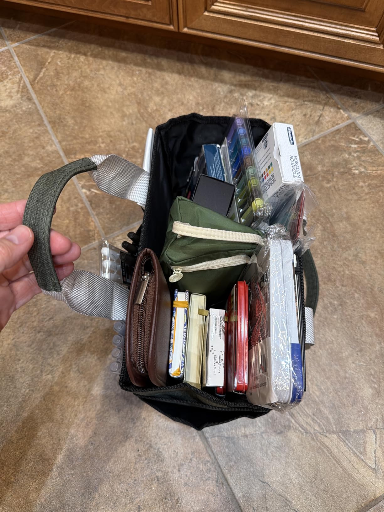 JJRING Craft Organizer Tote Bag, Large Art Storage Caddy with Multiple Pockets, Bluish Green Sewing Bag for Art, Craft, Scrapbooking, School, Medical, and Office Supplies Storage customer photo 1