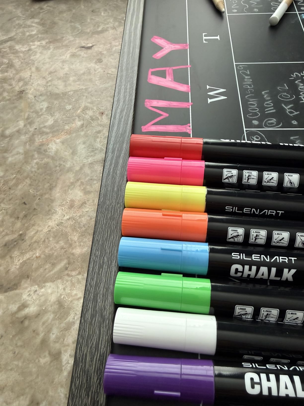 SILENART Liquid Chalk Markers - 8 Vibrant Colors - Chalkboard Markers for Blackboard Glass Window Car Dry Erase Board Acrylic Calendar Board Whiteboard- Wet Erase customer photo 1