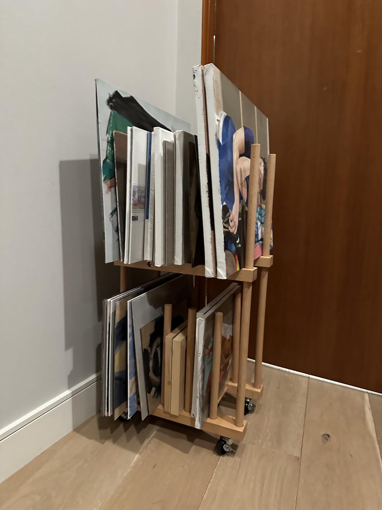 Art Storage Rack, Art Canvas Storage, Canvas Boards Rack Art Storage with Handle & Caster Wheels for Drawing Board, Panel, Paper Pad for Art Studios, Artworks, Gallery customer photo 1