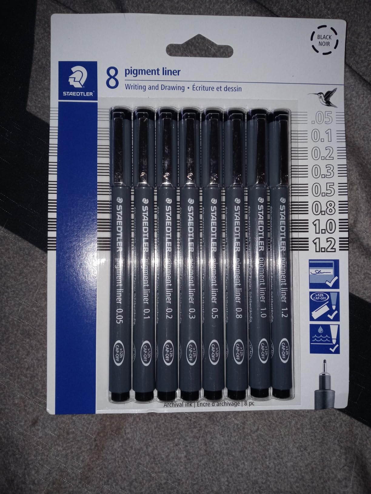 STAEDTLER Pigment Liner Fineliner Pens, Black, 8 Pack Assorted Tip Sizes (0.05mm - 1.2mm): Waterproof Drawing & Writing Pens customer photo 2