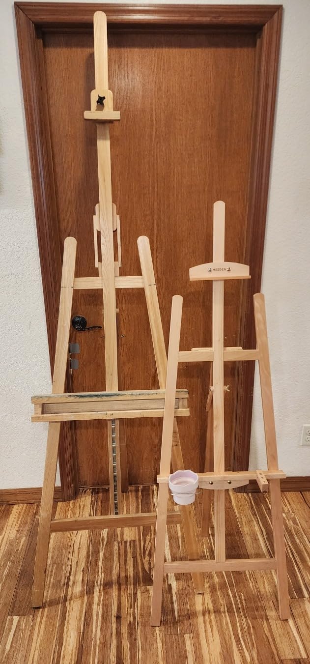 MEEDEN Easel Stand for Painting Canvas: Beechwood Lyre Easel Tripod Stand - Adjustable Art Paint Easel with Brush Holder, Washer & Metal Stand, Perfect Artist Easel for Painting, Display, Wedding Sign customer photo 2
