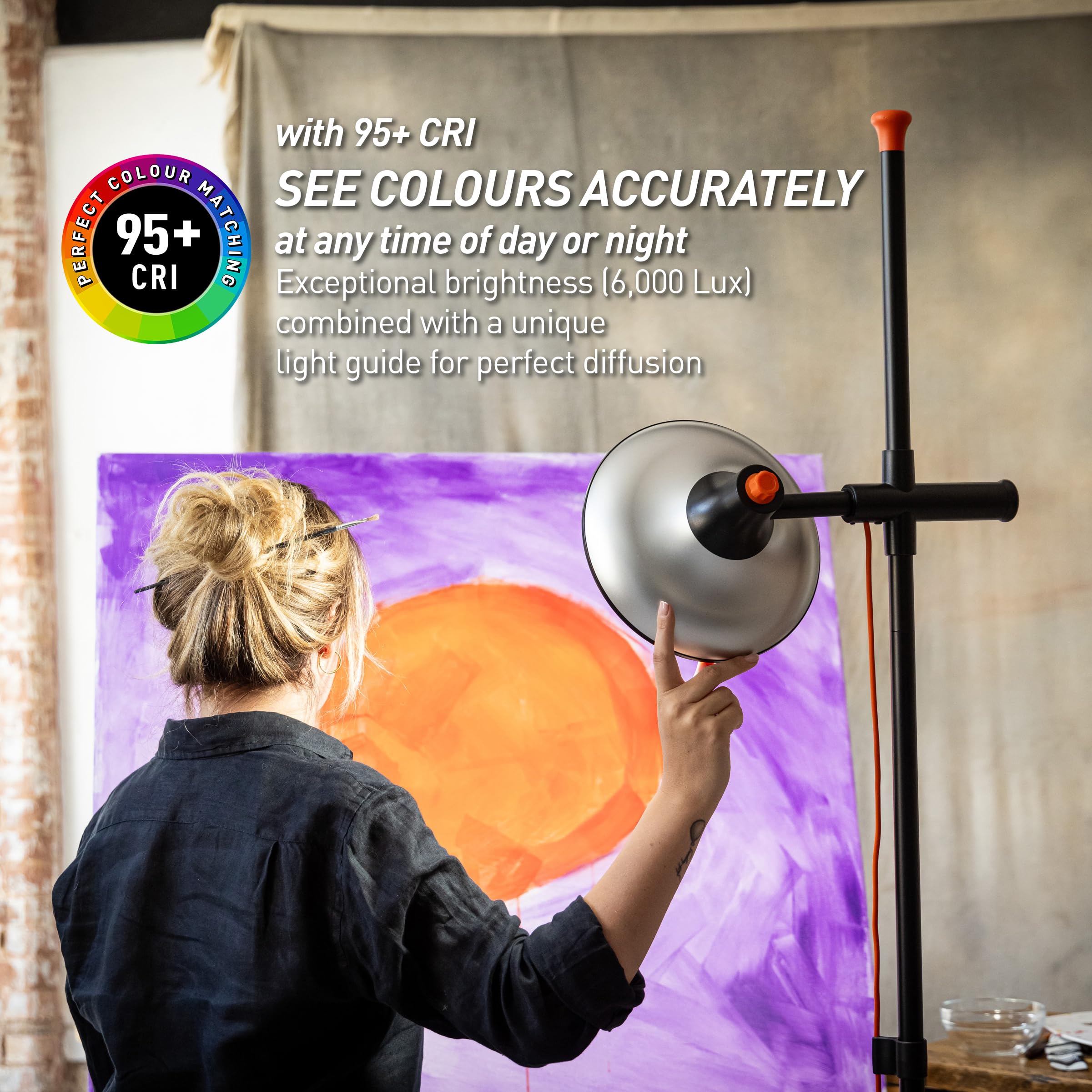 Daylight Artist Studio Lamp 2-6,000 Lux LED with 95+ CRI, 24cm Wide Shade customer photo 2