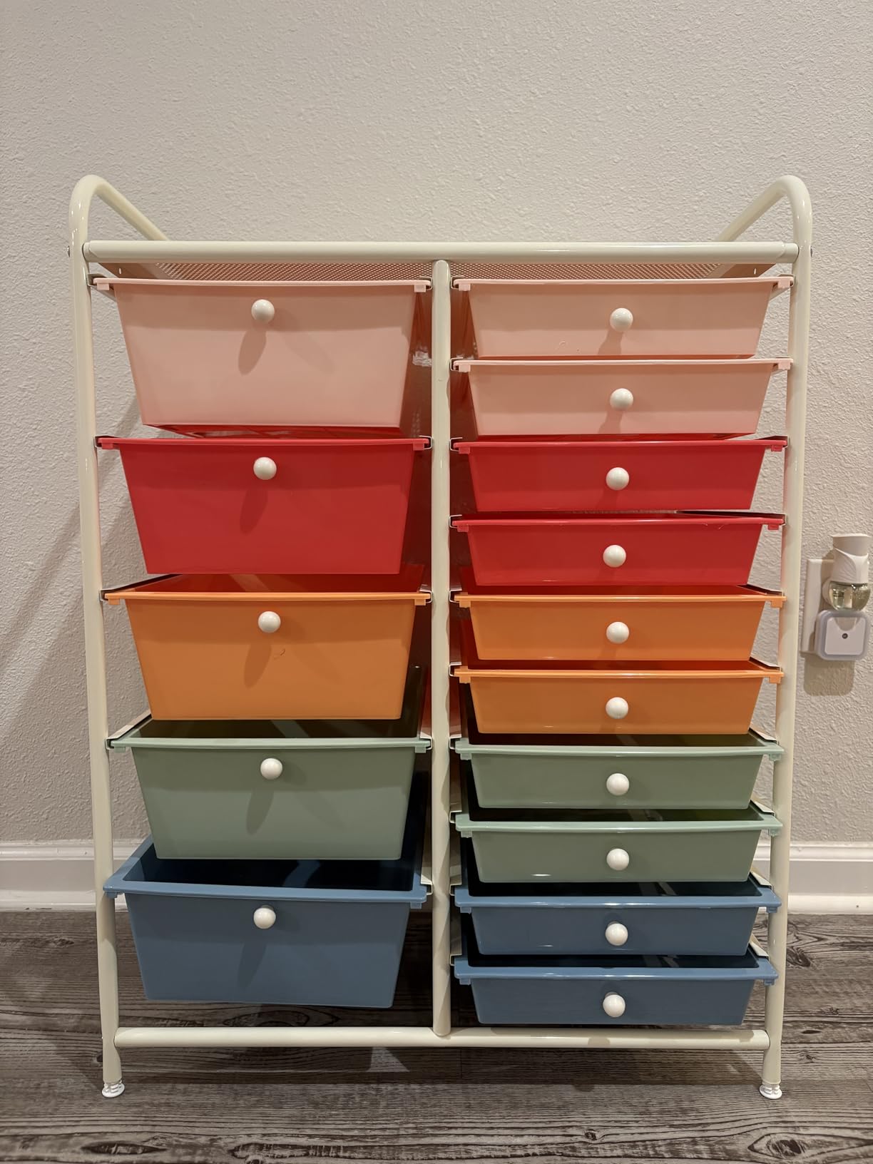LDAILY 15 Drawer Rolling Storage Cart, Rolling Cart with Drawers for Classroom, Art Supply Craft Organizer on Wheel with Metal Frame & Handles for Home Office School customer photo 1