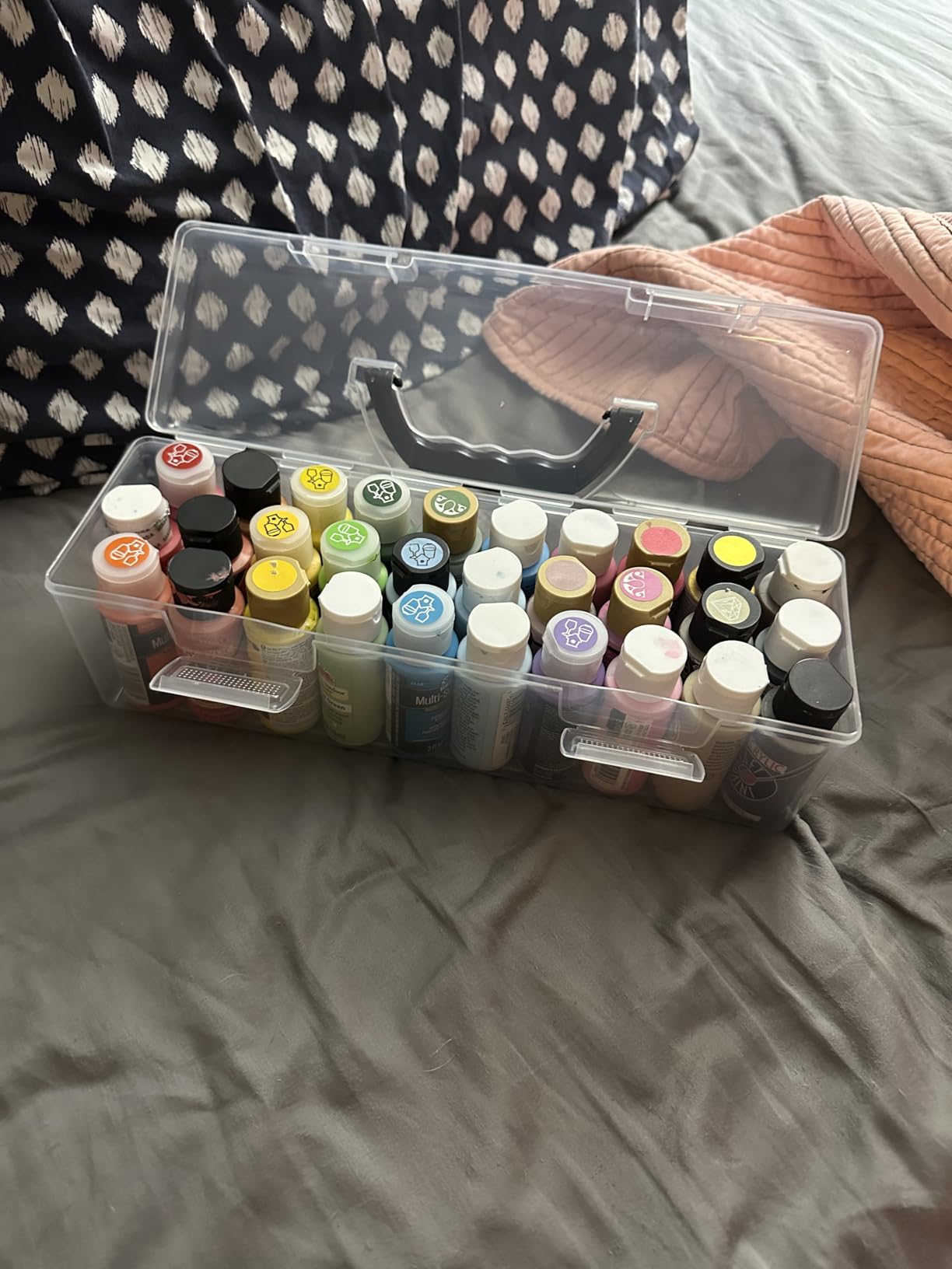 Vowcarol Acrylic Paint Storage Box, 30 Bottles Capacity Acrylic Paint Organizer for 2 fl. oz Bottles, Craft Organizer customer photo 1
