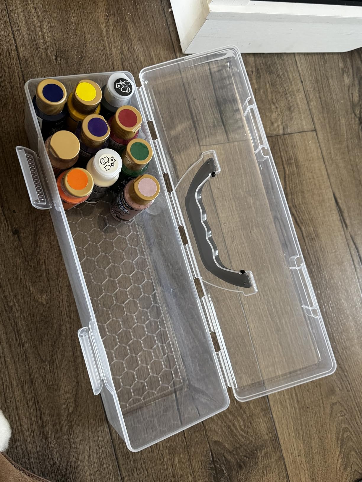 Vowcarol Acrylic Paint Storage Box, 30 Bottles Capacity Acrylic Paint Organizer for 2 fl. oz Bottles, Craft Organizer customer photo 2