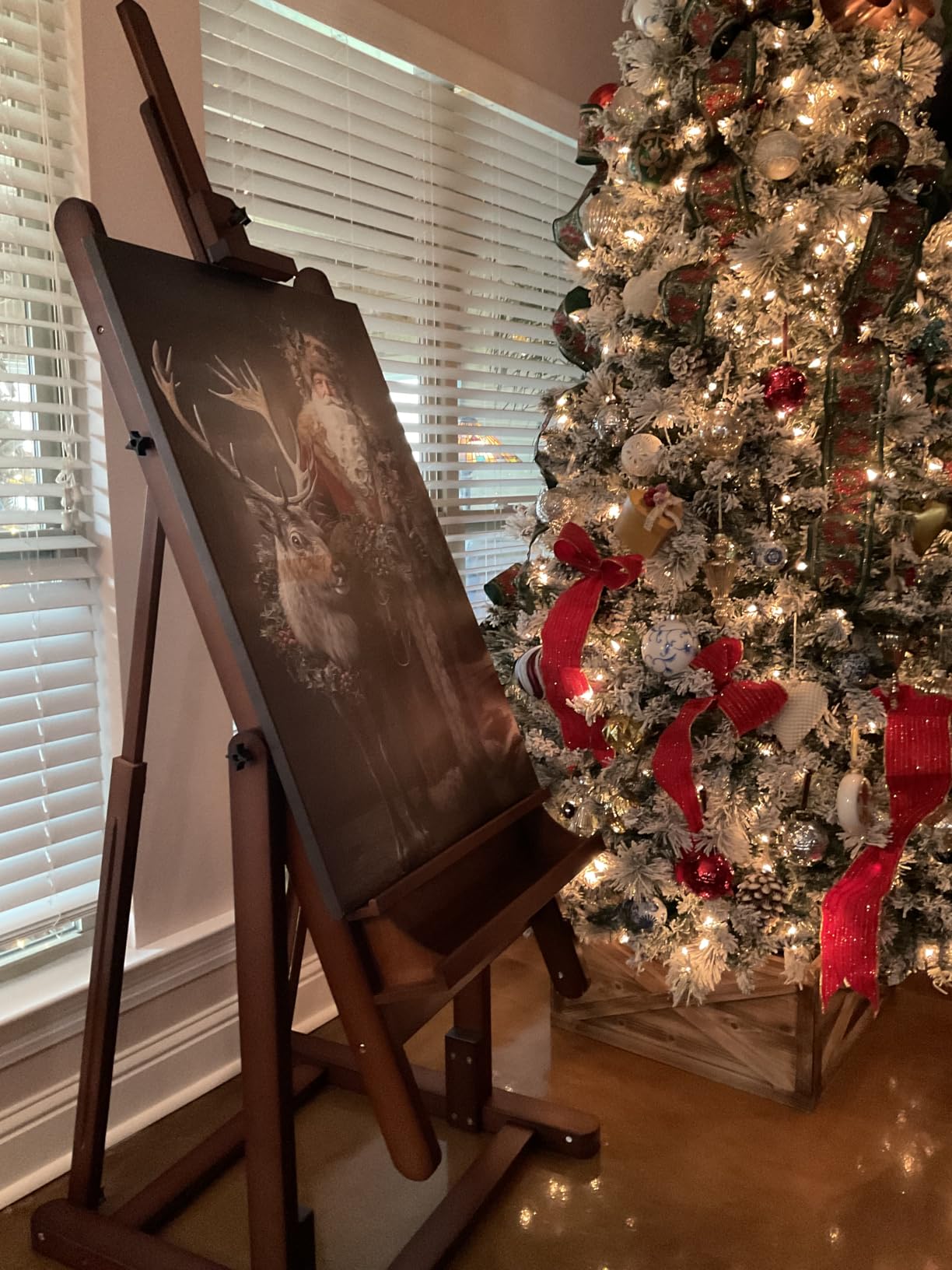 Falling in Art Extra Large H-Frame Studio Easel, Solid Beechwood Artist Easel with Storage Tray, Adjustable Canvas Holder Stand with Rolling Wheels for Painting Adult customer photo 2