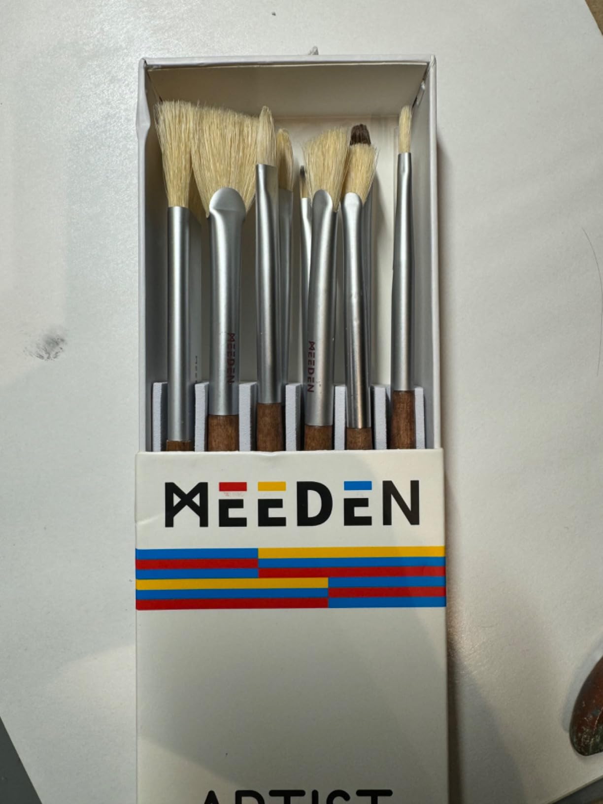 MEEDEN Artist Oil Paint Brush Set: 10 Pcs Hog Bristle Art Paint Brushes - Professional Oil Paint Brushes with Wood Long Handle - Perfect for Adults Canvas Painting customer photo 2