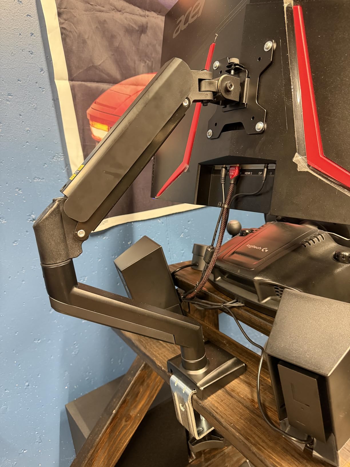 WALI Single Monitor Mount for 13-34 inch Screens, Adjustable Single Monitors Arm, Regular Screen up to 32 inch, 26.4lbs, Computer Monitor Stand for Desk, VESA 75/100mm (GSMP001N), Black customer photo 2