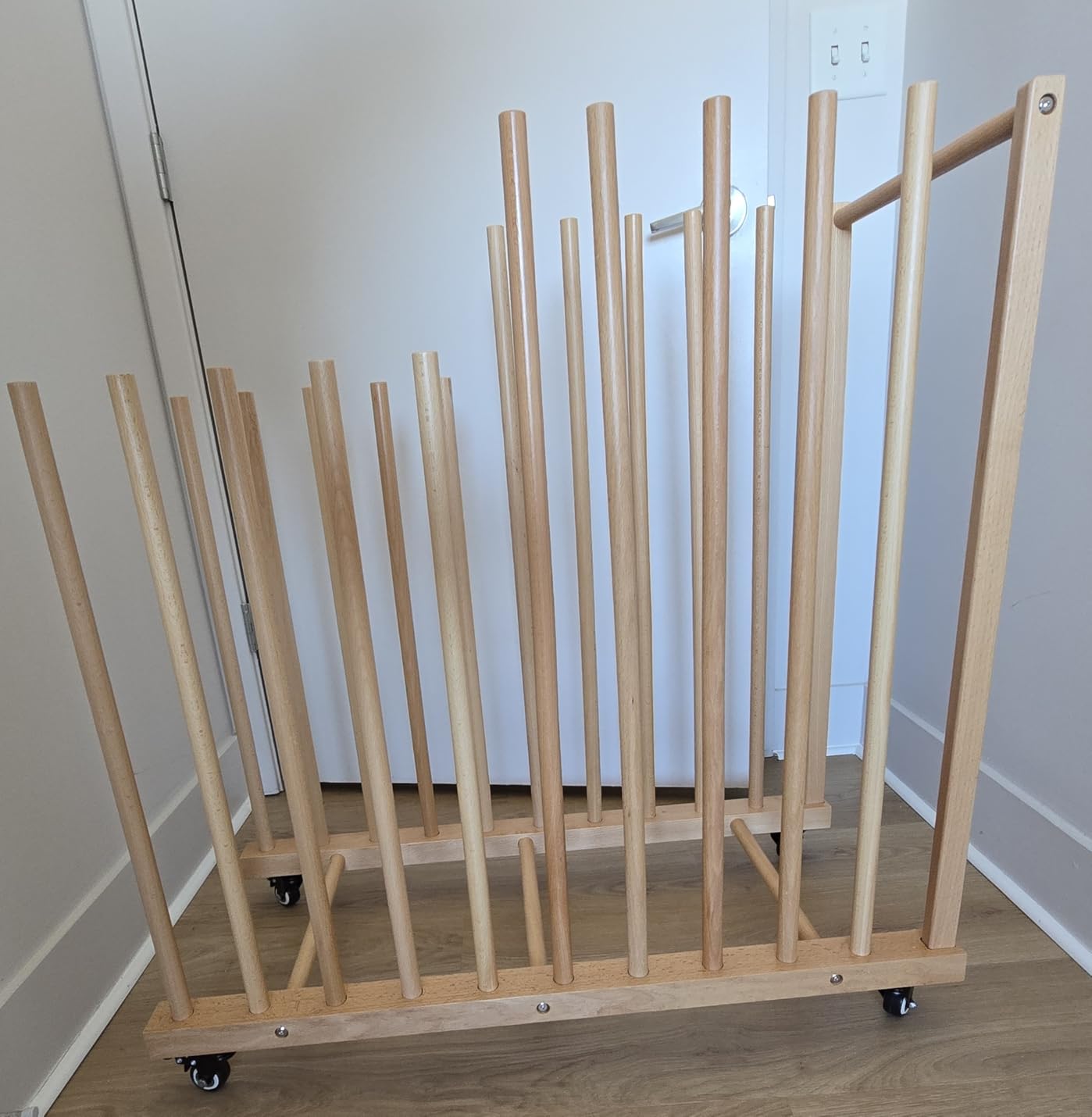 Art Storage Rack, Wood Art Drying Storage Stand with Handle & Caster Wheels, Art Canvas Storage for Art Studios, Drawing Board, Printed Matter, Gallery, Artworks customer photo 1