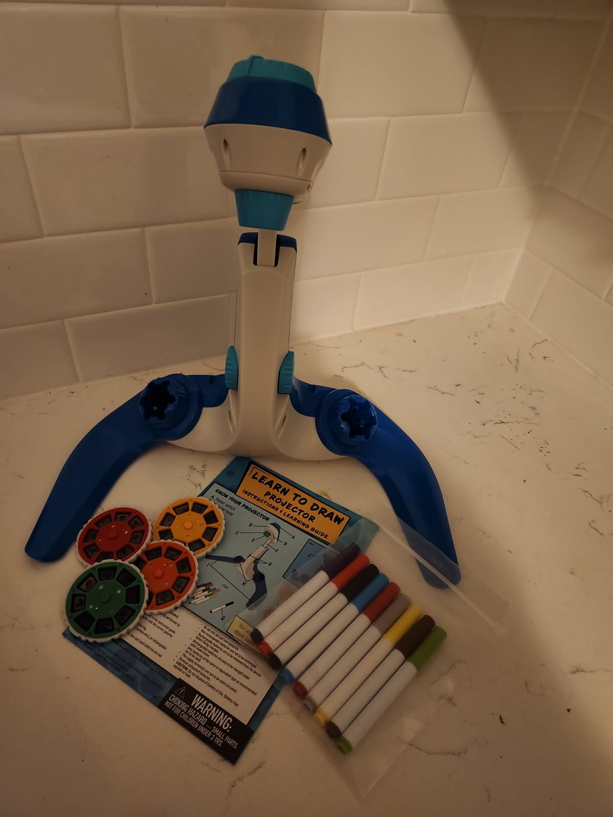 Blue Marble Learn to Draw Projector - Kids Image Projector for Tracing with 9 Colorful Markers & 4 Image Discs with 25 Animals, Dinos & Creatures to Draw, Patent-Pending Drawing Projector for Kids customer photo 2
