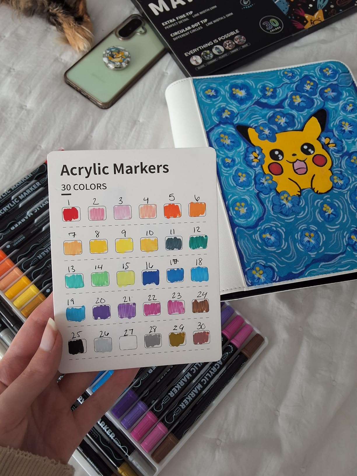 nauets 30 Colors Dual Tip Acrylic Paint Markers, Dot & Fine Tip Acrylic Paint Pens for Rock, Wood, Fabric, Canvas, Glass, Scrapbook, Paper, Ceramic, Egg, DIY Crafts Supplies-Junk Journal Supplies customer photo 1