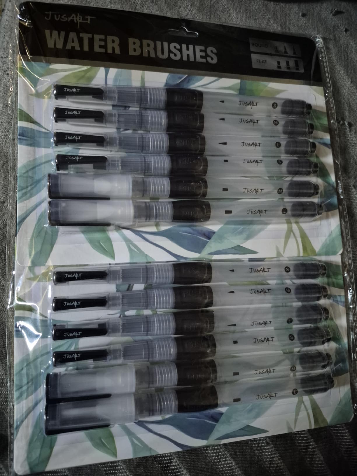 JusArt Water Brush Pens 6-Pack Leak-Proof Refillable Watercolor Pens for Acrylic and Gouache Painting - Includes Pointed & Flat Tip Styles - Portable Water Brushes for Artists, Beginners, Adults customer photo 2