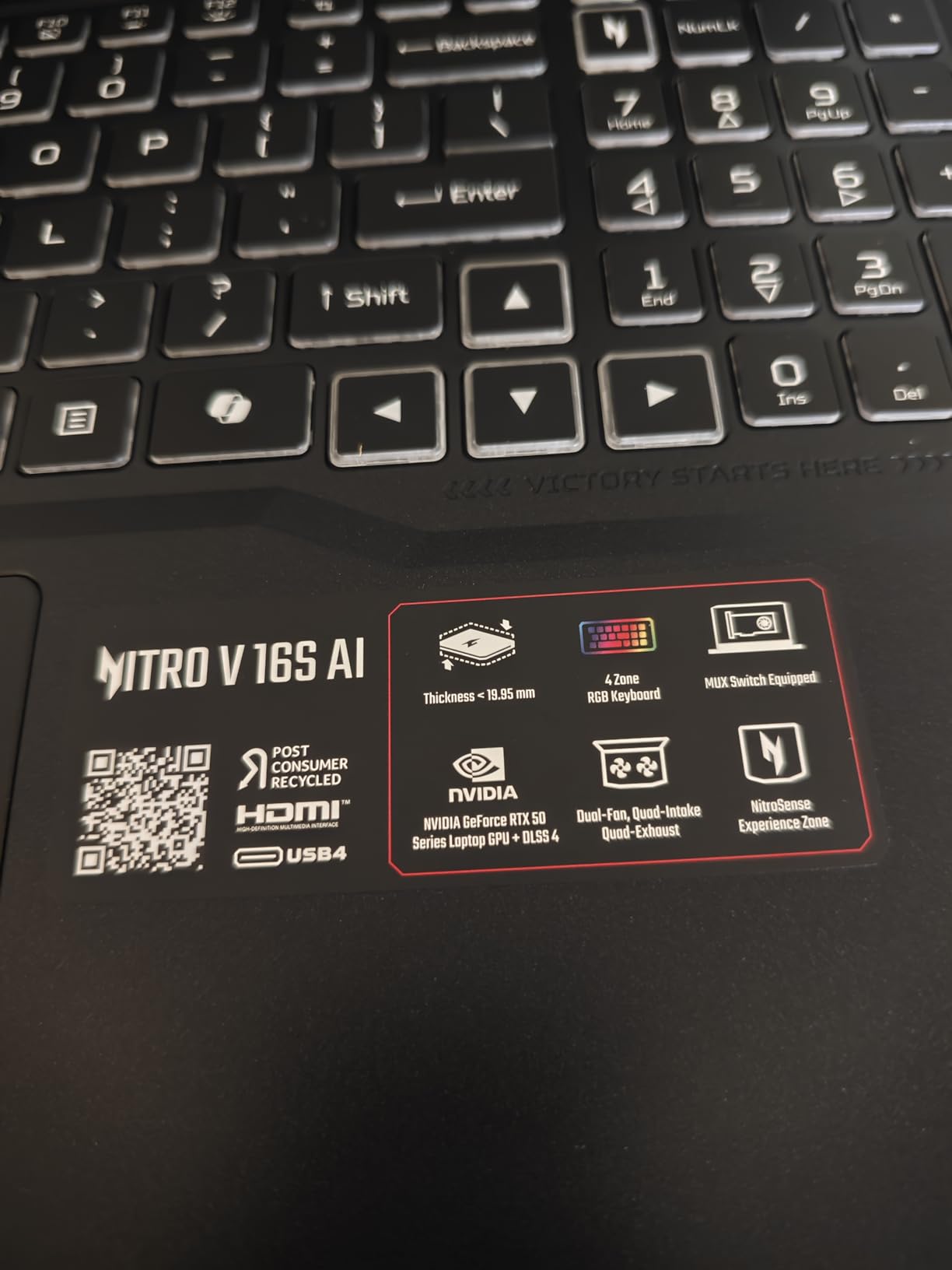 Acer Nitro V 16S AI Gaming Laptop, AMD Ryzen 7 260, NVIDIA GeForce RTX 5060 (572 AI Tops), 16