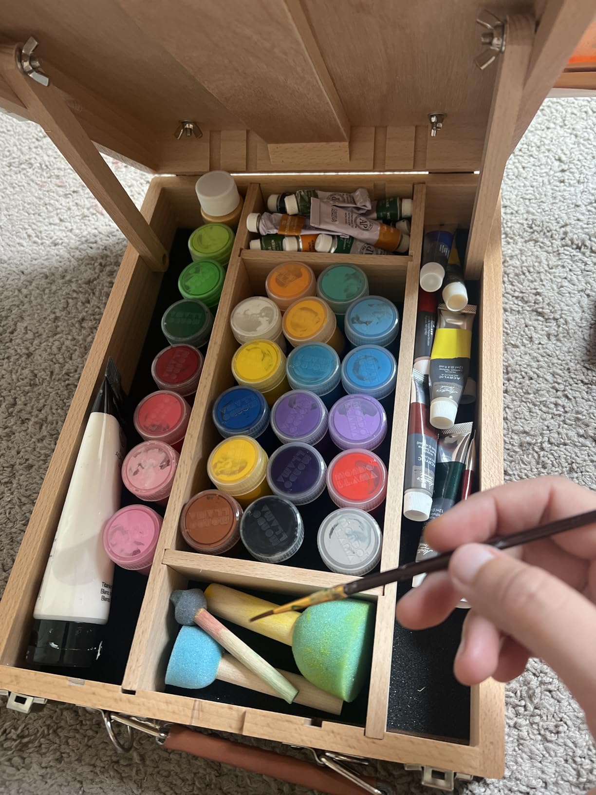 Beechwood Tabletop Easel for Painting, Portable Adjustable Sketchbox Art Easel Stand with Detachable Shoulder Strap for Beginners and Art Lovers customer photo 1