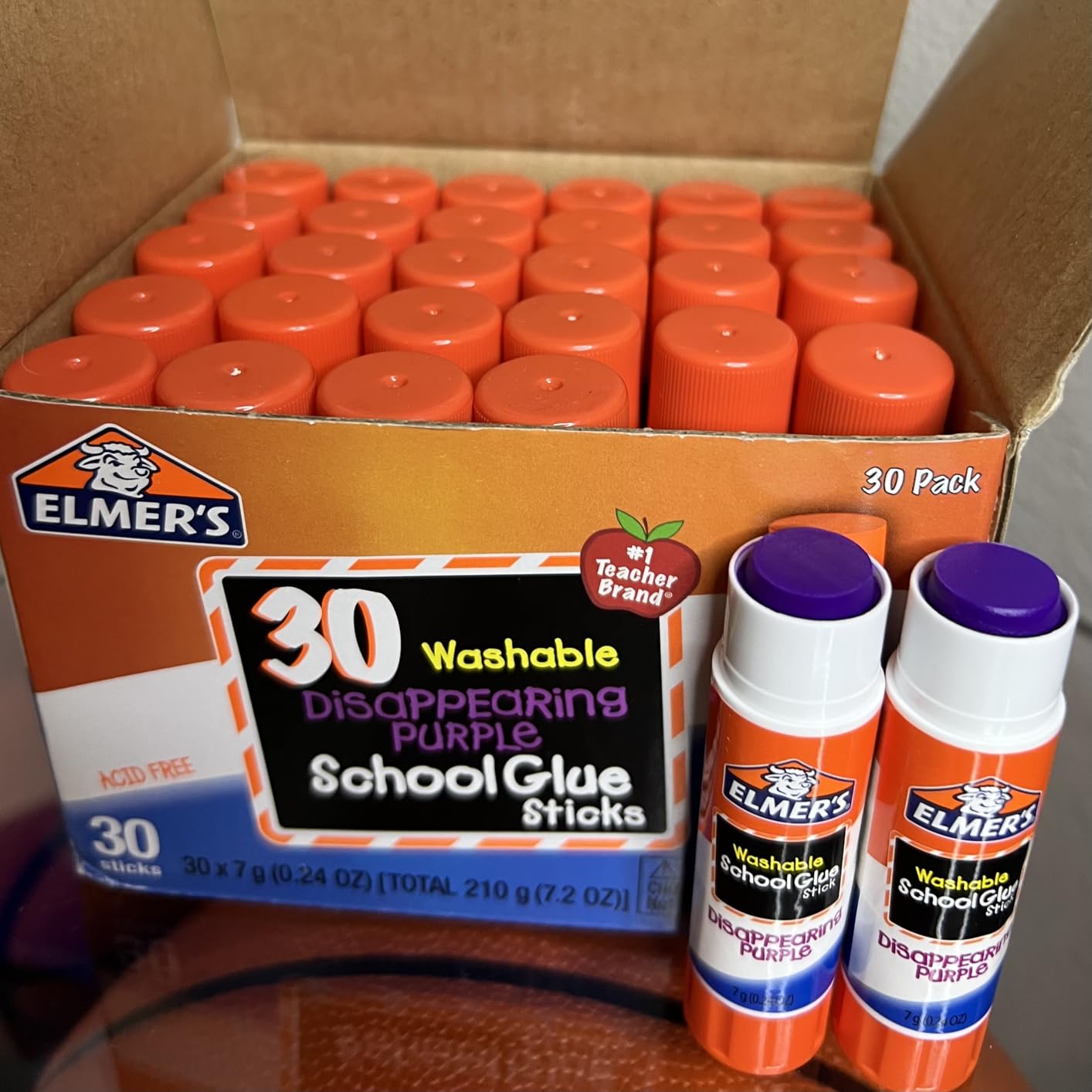 Elmer's Disappearing Purple School Glue Sticks, Washable, 7 Grams, 30 Count - Posters, Back to School, Bulk Pack for Classrooms, #1 Teacher Brand customer photo 1
